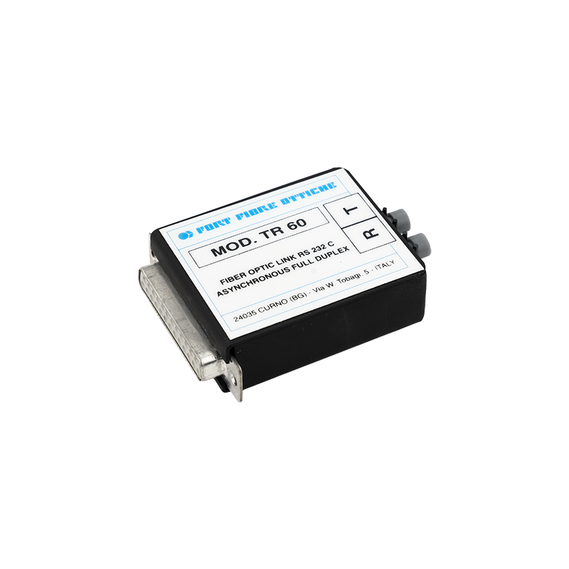 Fibre optic / RS232 converter for connection with printer, PC or PLC.
