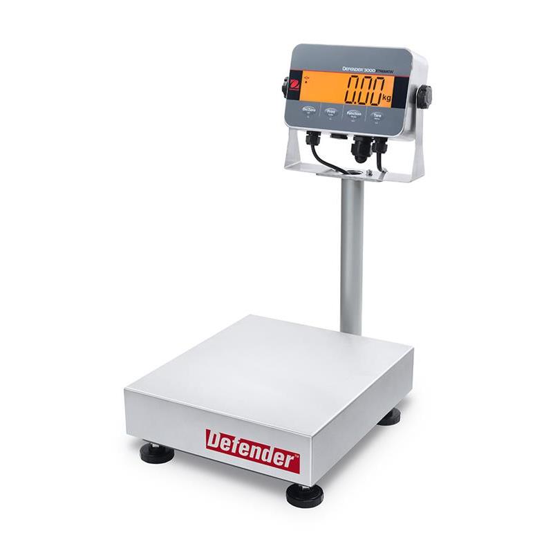 Bench scale Defender 3000, 15kg/2g, 305x355 mm. With column. Stainless IP65/66.
