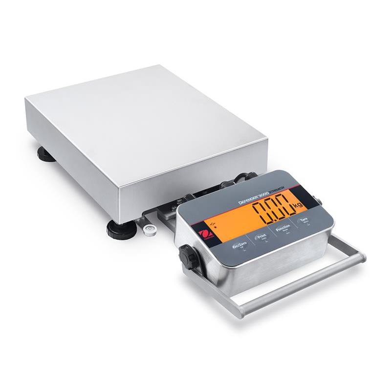 Bench scale Ohaus Defender 3000, 15kg/2g, 305x355 mm. Washdown, stainless steel IP66/67.