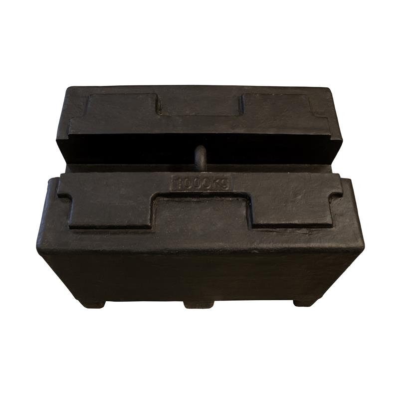 Rectangular cast Iron weight 1000kg with RISE report with tolerance according to M2. Stackable.