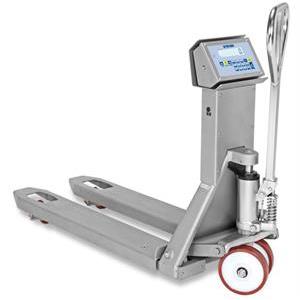 Pallet truck scale with AISI 304 forks, 2 tonnes. Stainless steel. Activity series.