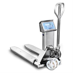 Pallet truck scale with AISI 316 forks, 2 tonnes. Stainless steel. Verified M.