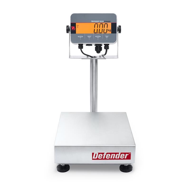 Bench scale Defender 3000, 15kg/2g, 305x355 mm. With column. Washdown, stainless steel IP66/67.