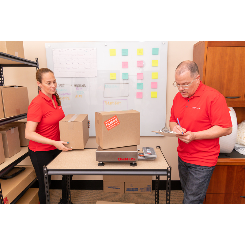 Shipping scale Ohaus Courier 7000. 15kg/5g, 305x355mm. Verified.