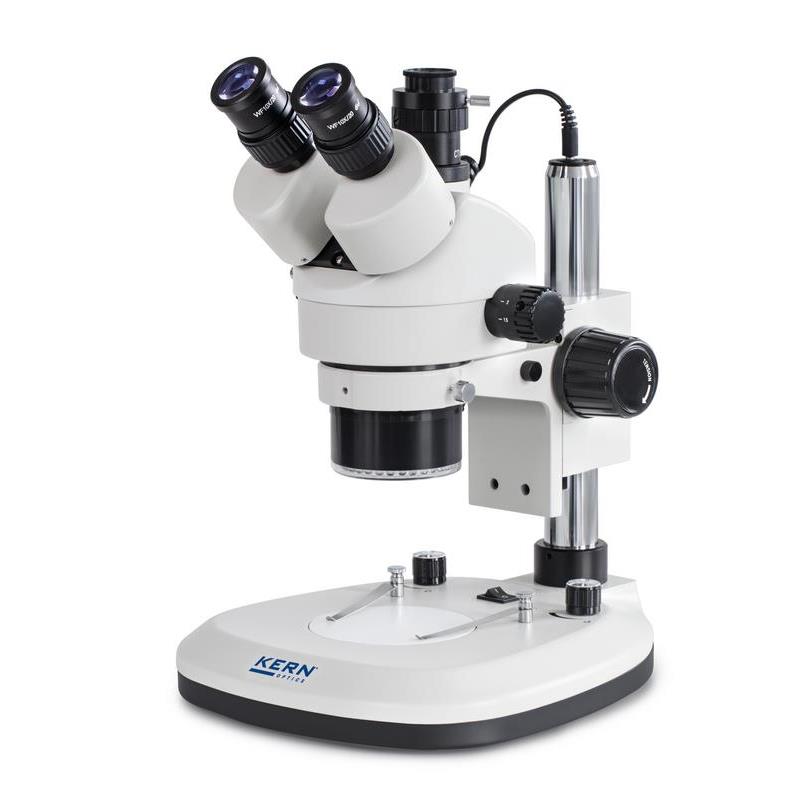 Microscope Kern OZL-46 stereo, trinocular, pillar stand. 0,7x/4,5x zoom. Field of view ø20.0mm