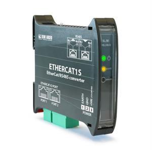 RS485 to EtherCAT interface, for DIN rail mounting.