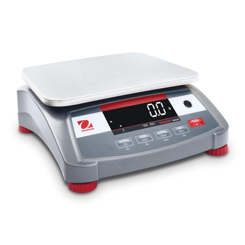 Bench scale 6kg/2g, Ohaus Ranger 4000, industrial weighing. Verified M.