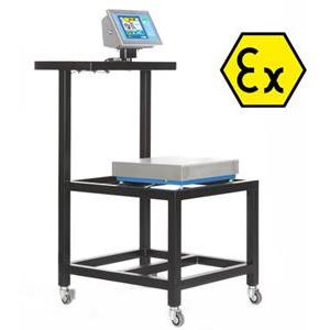 Painted steel cart for ATEX zones Ex II 2GD IIB. High surface for 500x600mm and 600x600mm platforms.