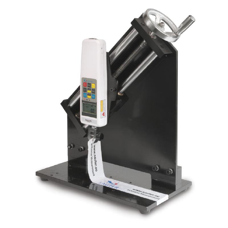 Crank test stand for 90° peel tests with simple operation