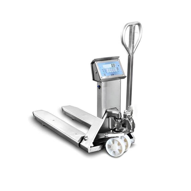 Pallet truck scale with AISI 316 forks, 2 tonnes. Stainless steel. Verified M.