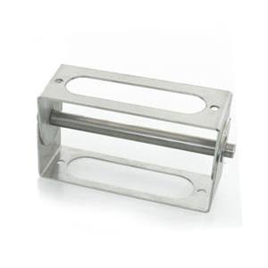 Stainless steel bracket adjustable for mounting DFW indicator on wall.