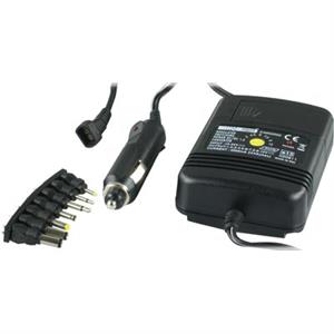 Car charger universal 1,5-12VDC, polarity selectable, 7 pcs secondary contacts..