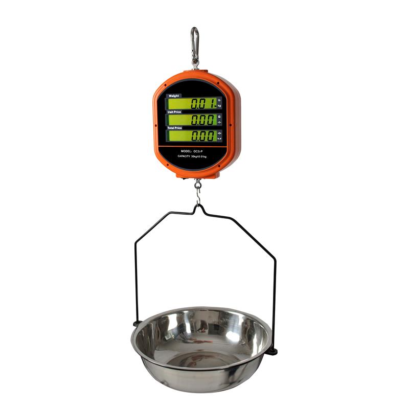 Hanging scale 30kg/10g, rechargeable battery, double display.