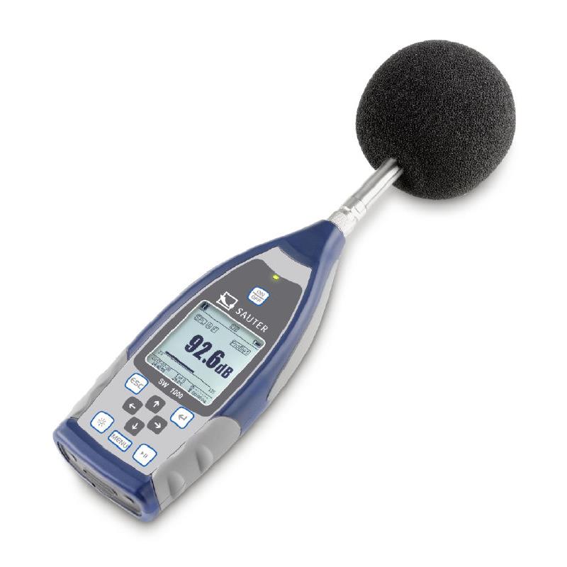 Sound level meter Sauter SW. Frequenzy range dB: 0,02–12,5 kHz.