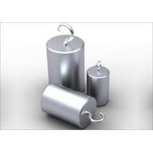 Stainless steel cylindrical mass 5g with 2 hooks. Incl. certificate. Zwiebel.