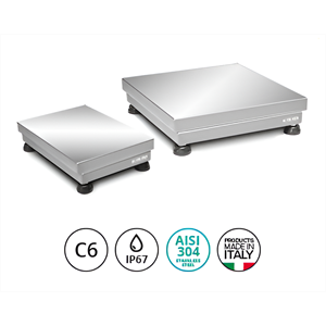 Stainless steel weighing platform IP67, OIML C6, 400x400x110 mm, 30kg/5g