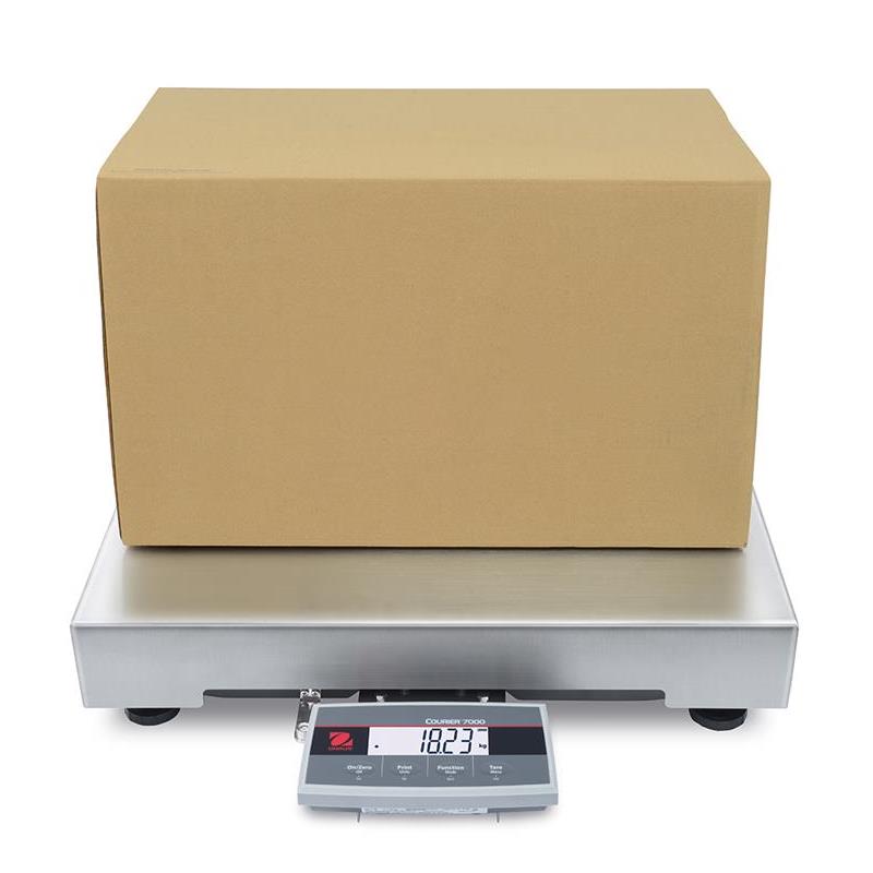Shipping scale Ohaus Courier 7000. 150kg/50g, 610x610mm. Verified.