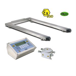 Stainless steel pallet scale 1500,0/0,2kg, Atex Zone 1 and 21 approved, 1260x800x75