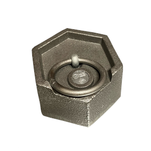 Hexagonal Cast Iron weight with lift ring. 2kg, M3.
